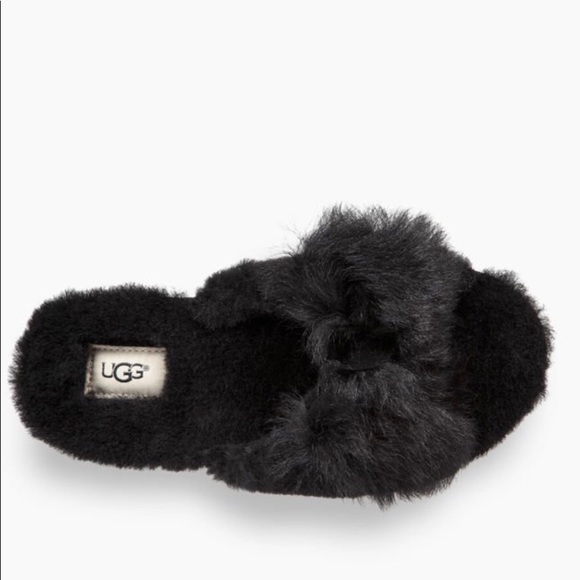 UGG Shoes - LAST PAIR - NEW Black Ugg Open Toe Bow Slippers